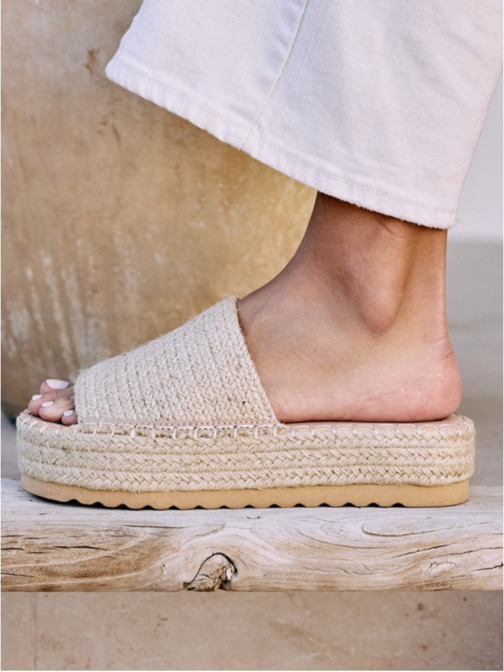Coconuts by Matisse Del Mar Platform Slide Sandals Natural Raffia Size 9M
